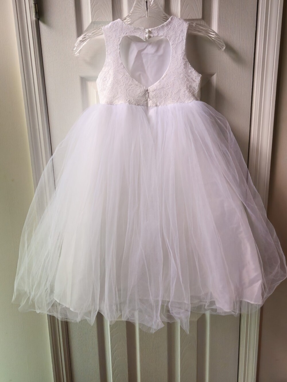 Unbranded Girl's White Lace & Tulle Flower Girl/Communion/Formal Dress - Size 6 - Picture 4 of 9